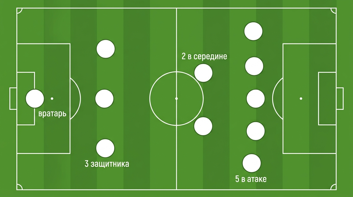 Расстановка 3-2-5: защитники, середина и пятёрка нападения