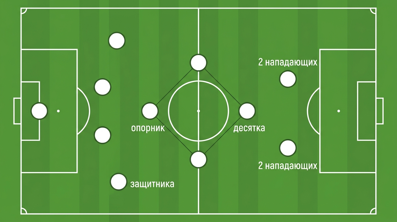 Ромб в схеме 4-3-1-2: опорник, два центральных и десятка