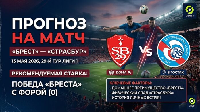 Брест – Страсбур: прогноз и ставка на матч Лиги 1 13 мая 2026