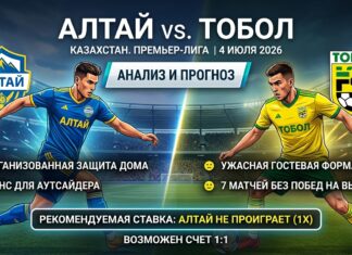 Алтай – Тобол: прогноз и ставка на матч Премьер-лиги Казахстана 4 июля 2026
