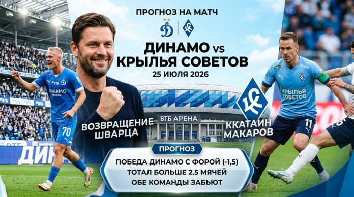 Динамо – Крылья Советов: прогноз и ставка на матч РПЛ 25.07.2026