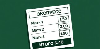 Экспресс в ставках на футбол — купон из трёх матчей с общим коэффициентом 5.40