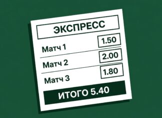 Экспресс в ставках на футбол — купон из трёх матчей с общим коэффициентом 5.40