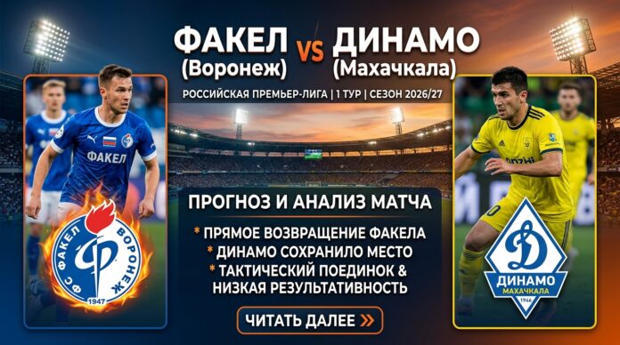 Прогноз на матч Факел – Динамо Махачкала: возвращение в элиту против борьбы за выживание Факел – Динамо Махачкала: прогноз и ставка на матч РПЛ 25.07.2026