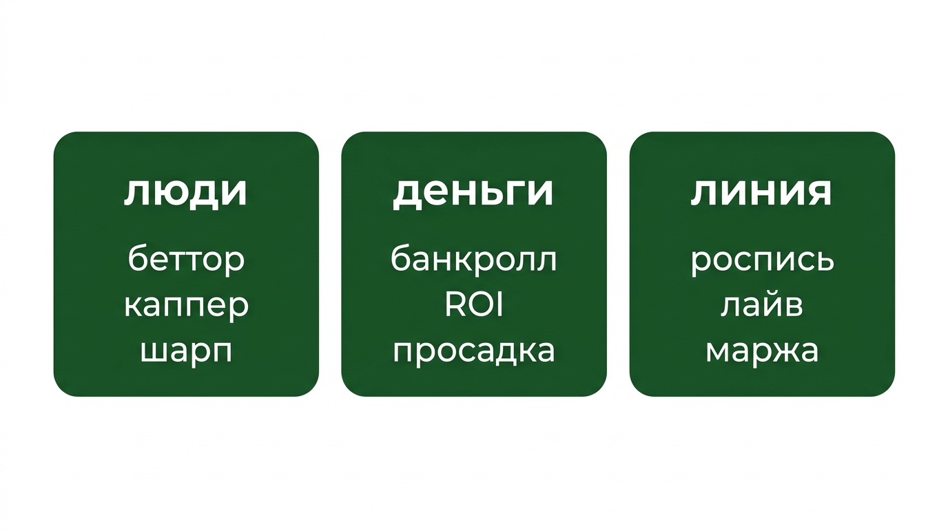 Основные термины беттинга по группам: люди, деньги, линия