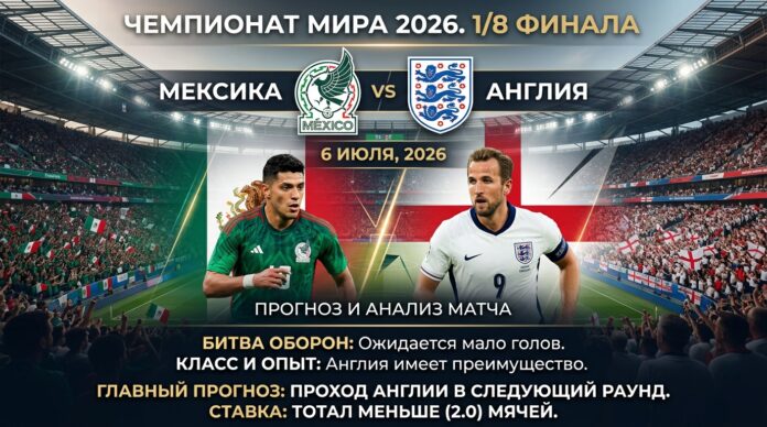 Прогноз на матч ЧМ-2026: Мексика – Англия 6 июля 2026 Мексика – Англия: прогноз и ставка на матч 1/8 финала ЧМ-2026 6 июля