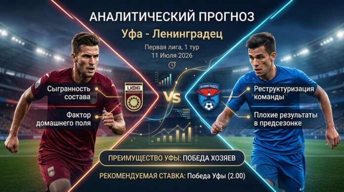 Уфа – Ленинградец: прогноз и ставка на матч Первой лиги 11 июля 2026