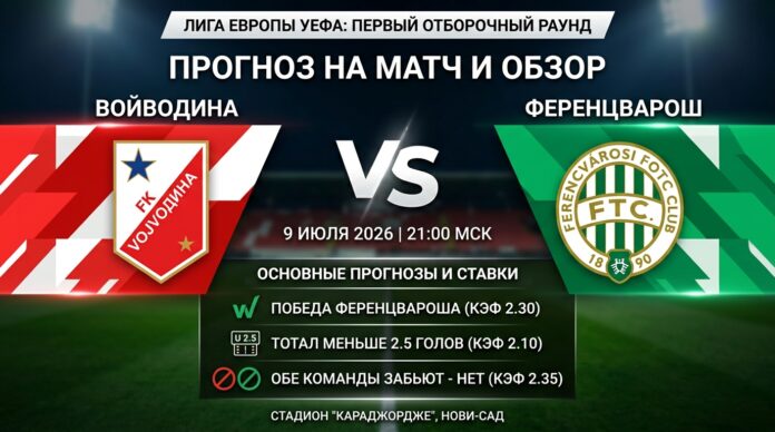 Войводина – Ференцварош: прогноз и ставка на матч Лиги Европы 9 июля 2026