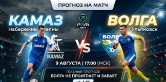 КАМАЗ – Волга Ульяновск: прогноз и ставка на матч 9 августа 2026