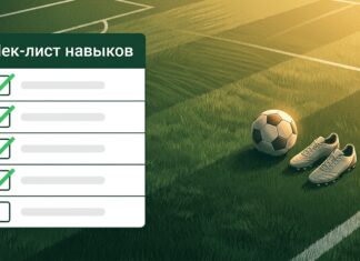 Чек-лист навыков футболиста на фоне футбольного поля