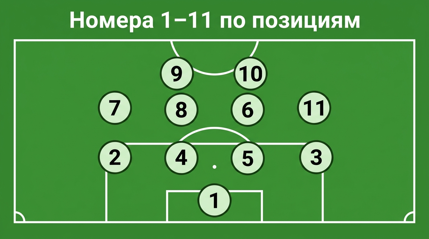 Номера игроков 1–11 по позициям в футболе