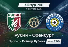 Рубин – Оренбург: прогноз и ставка на матч РПЛ 9 августа 2026