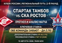Спартак Тамбов – СКА Ростов: прогноз и ставка на Кубок России 12.08.2026