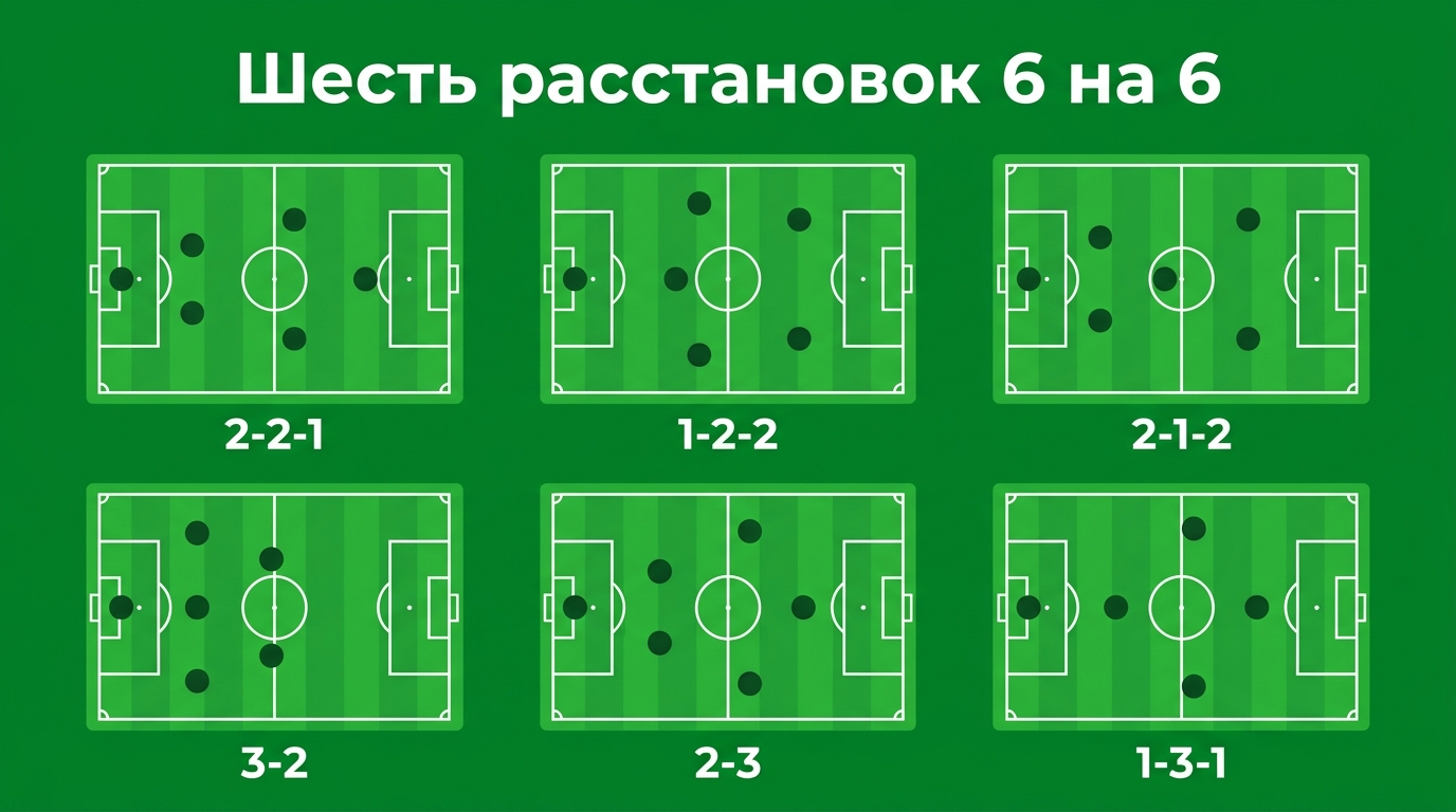 Шесть расстановок в футболе 6 на 6