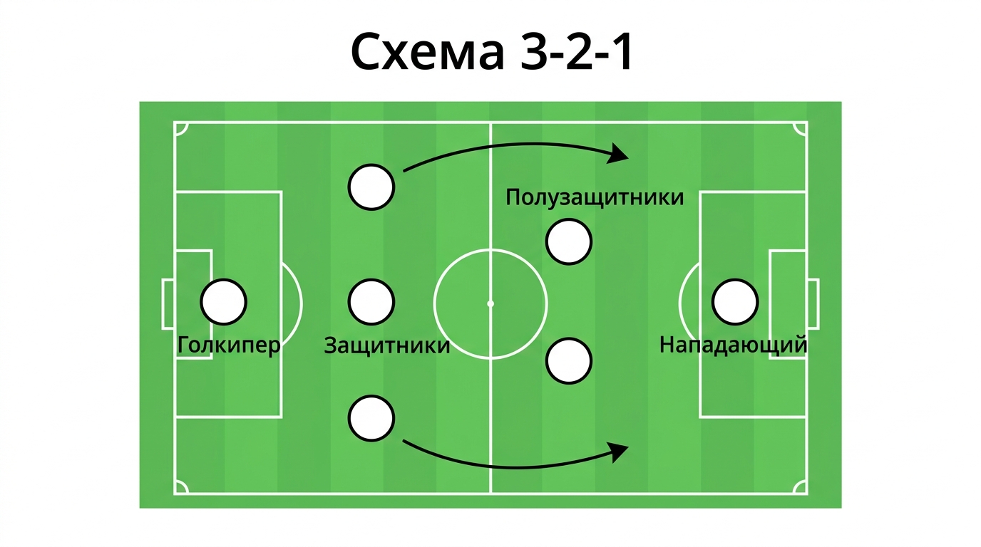 Схема 3-2-1 в футболе 7 на 7 — роли игроков