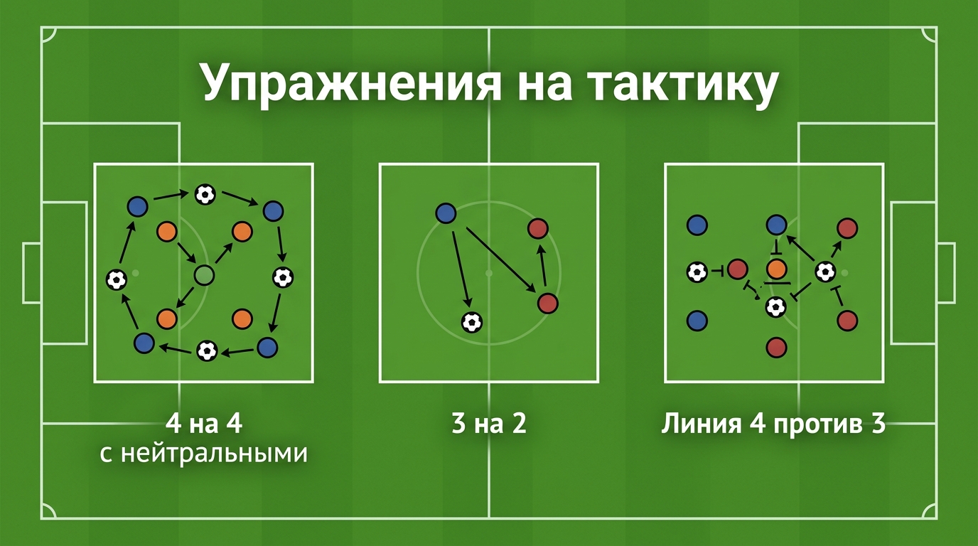 Упражнения на тактику в футболе