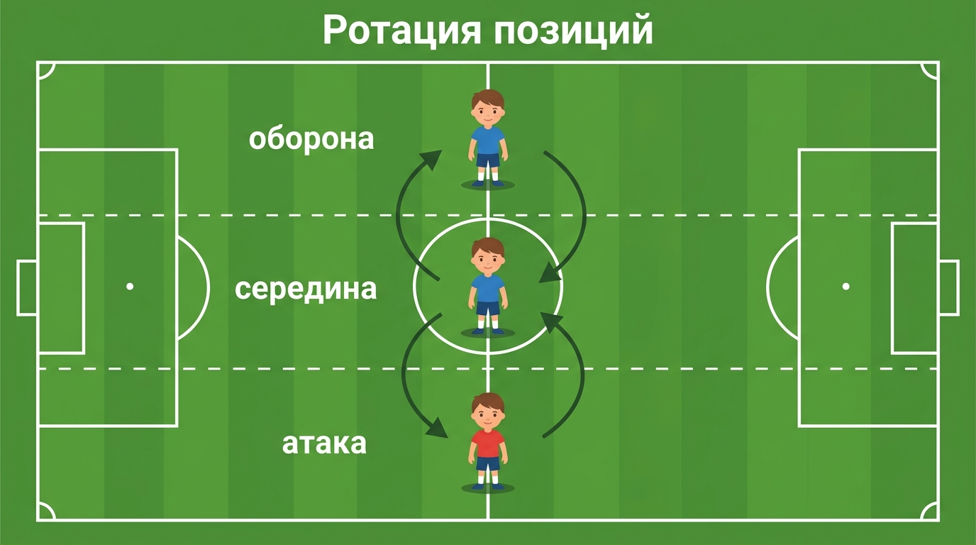 Ротация позиций в детском футболе: оборона, середина, атака