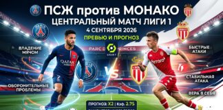 ПСЖ – Монако: прогноз и ставка на матч Лиги 1 4 сентября 2026