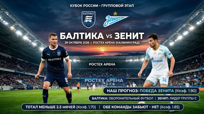 Балтика — Зенит: прогноз и ставка на матч Кубка России 29.10.2026