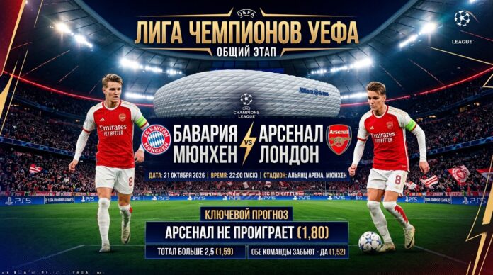 Бавария — Арсенал: прогноз на Лигу чемпионов 21.10.2026