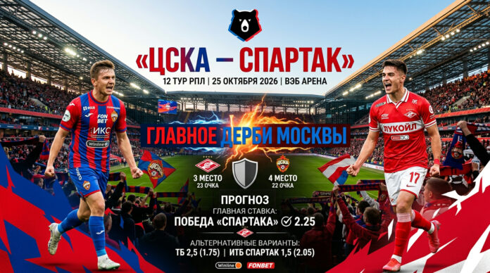 ЦСКА — Спартак: прогноз и ставка на матч РПЛ 25 октября 2026