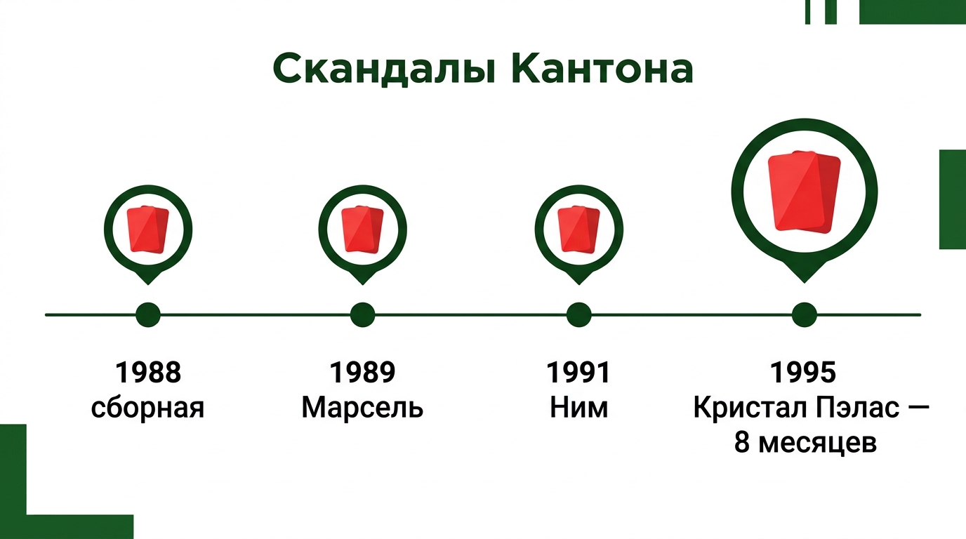 Главные скандалы и наказания Эрика Кантона с 1988 по 1995 год