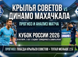 Крылья Советов — Динамо Махачкала: прогноз на матч Кубок России 29 октября 2026 Крылья Советов — Динамо Махачкала: прогноз на матч Кубка России