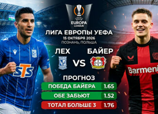 Лех – Байер: прогноз и ставка на матч Лиги Европы 15.10.2026
