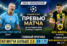Манчестер Сити — АЕК: прогноз на матч Лиги чемпионов 20.10.2026