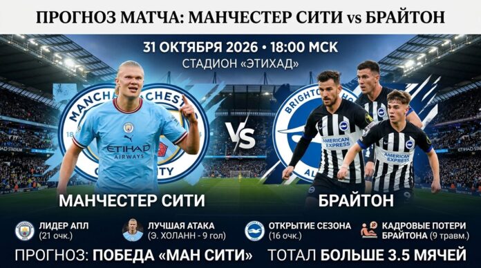 Манчестер Сити — Брайтон: прогноз и ставка на матч АПЛ