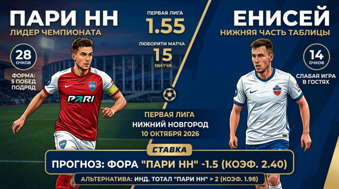 Пари НН – Енисей: прогноз и ставка на матч Первой лиги 10.10.2026