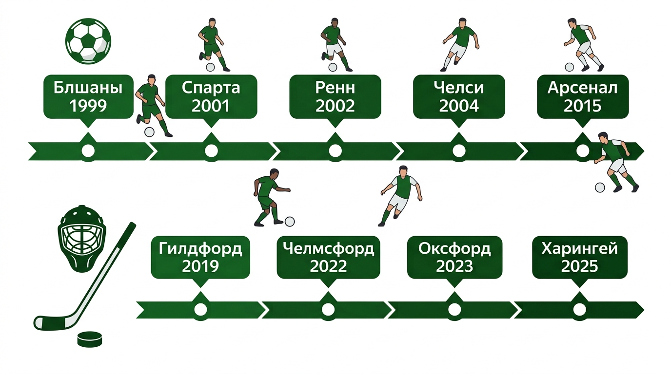 Футбольная и хоккейная карьера Петра Чеха по годам