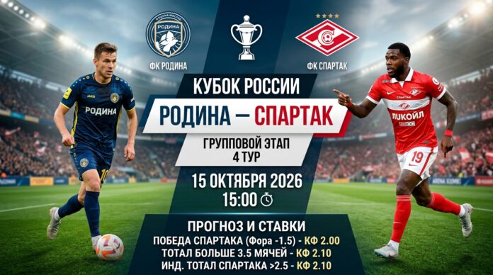 Родина – Спартак: прогноз на матч Кубка России 15 октября 2026
