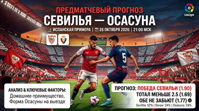 Севилья — Осасуна: прогноз и ставка на матч 26 октября 2026