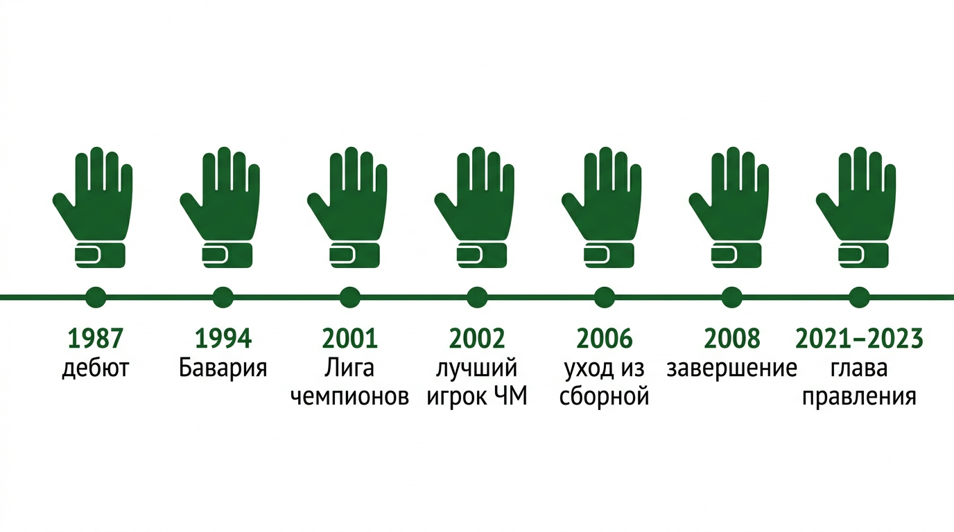 Главные даты карьеры Оливера Кана с 1987 по 2023 год