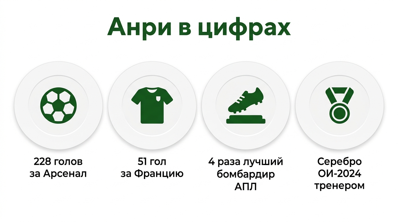 Тьерри Анри в цифрах: голы за «Арсенал» и сборную Франции